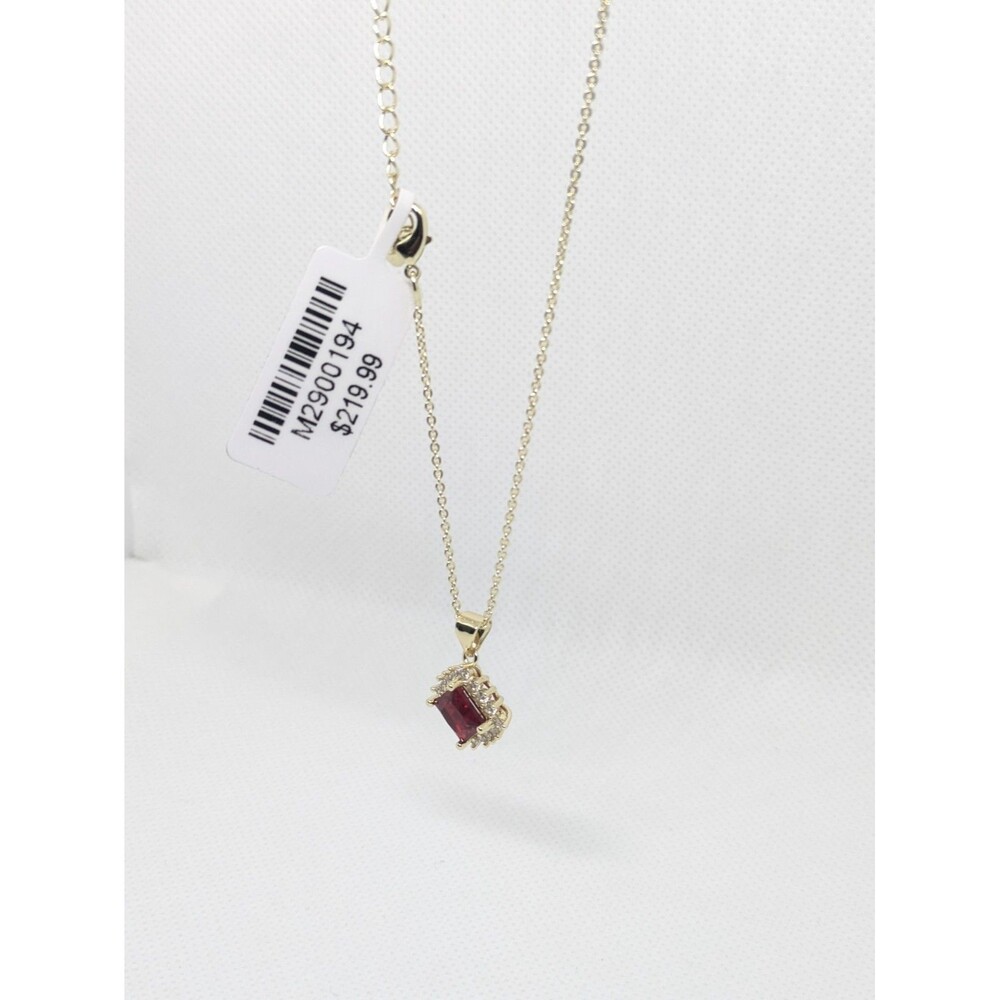Womens Brand new (W/ Tag) Fine Red Halo Cz Corundum Pendant W/ 16-18in. Chain - Picture 2 of 12